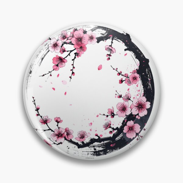Item preview, Zen Ink Circle and Cherry Blossoms Art designed and sold by MikenosukeStudio.
