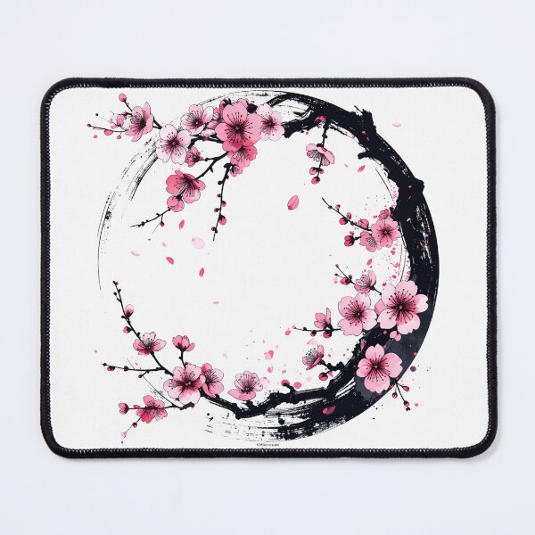 Item preview, Zen Ink Circle and Cherry Blossoms Art designed and sold by MikenosukeStudio.
