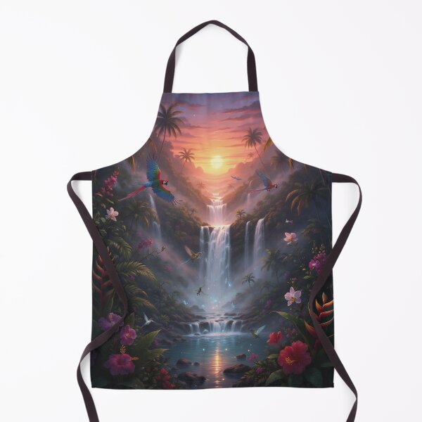 Item preview, Waterfalls Jungle | Tropical Sunrise Nature Art designed and sold by NebulaeLab.