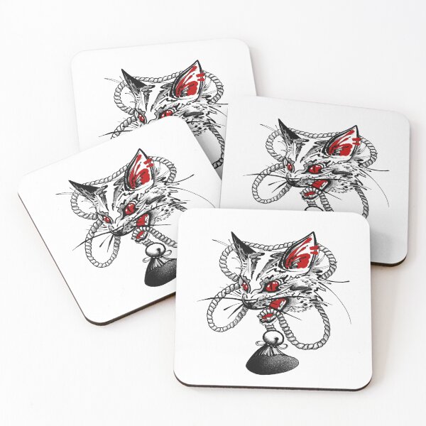 Item preview, Japanese Cat Mask Tattoo Style | Red Eyes Neko Rope Art designed and sold by Lil’ Ember Eyes.