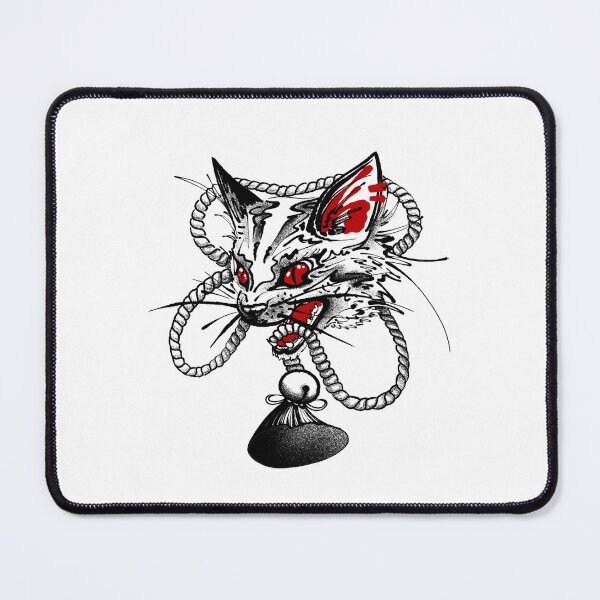 Item preview, Japanese Cat Mask Tattoo Style | Red Eyes Neko Rope Art designed and sold by Lil’ Ember Eyes.
