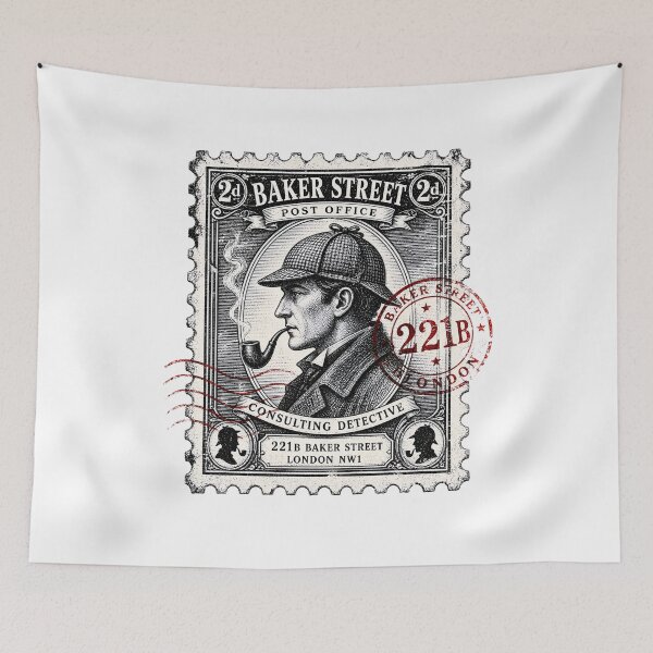 Artikelvorschau, Vintage Briefmarke Sherlock Holmes Baker Street Art entworfen und verkauft von Fenay Designs.