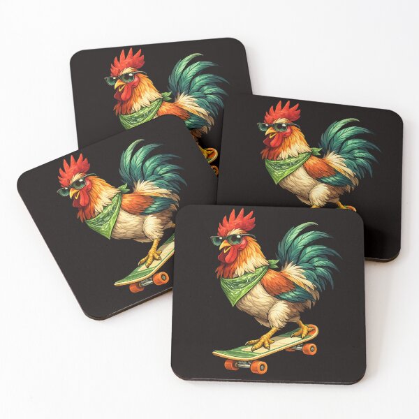 Item preview, Funny Rooster on Skateboard Cool Chicken Retro Skater Graphic designed and sold by Tadeusz1.
