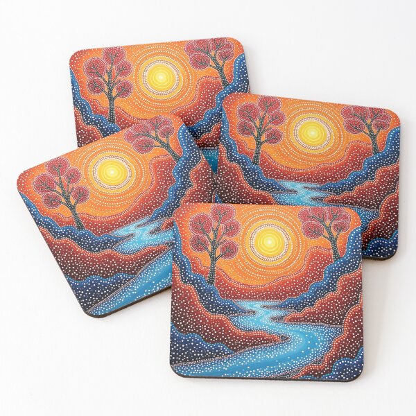 Item preview, Aboriginal Inspired Dot Art - Sunshine on the Murray River designed and sold by GrinGalore.