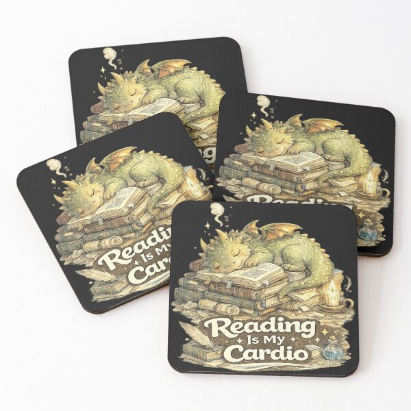 Item preview, Reading Is My Cardio Cute Sleeping Dragon Book Lover Fantasy Meme designed and sold by NarpLTD.