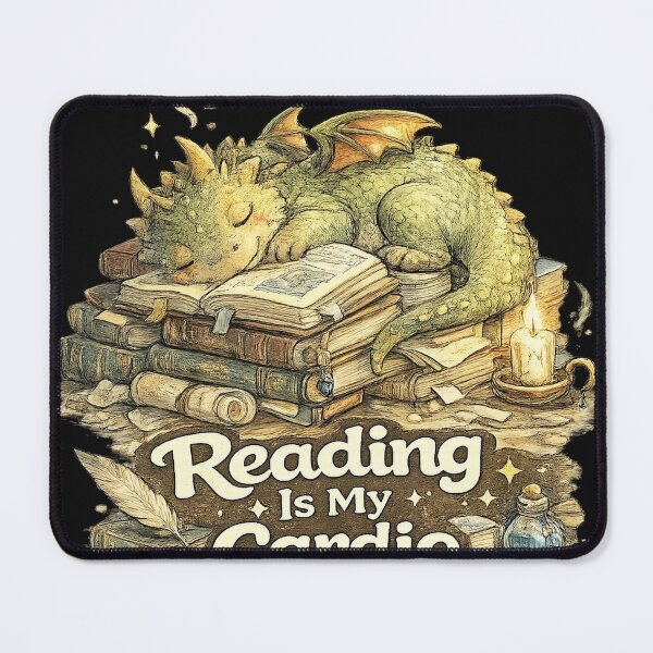 Item preview, Reading Is My Cardio Cute Sleeping Dragon Book Lover Fantasy Meme designed and sold by NarpLTD.