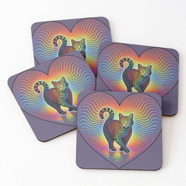 Item preview, Rainbow love cat (pride heart) designed and sold by Cathedral of Curiosity.