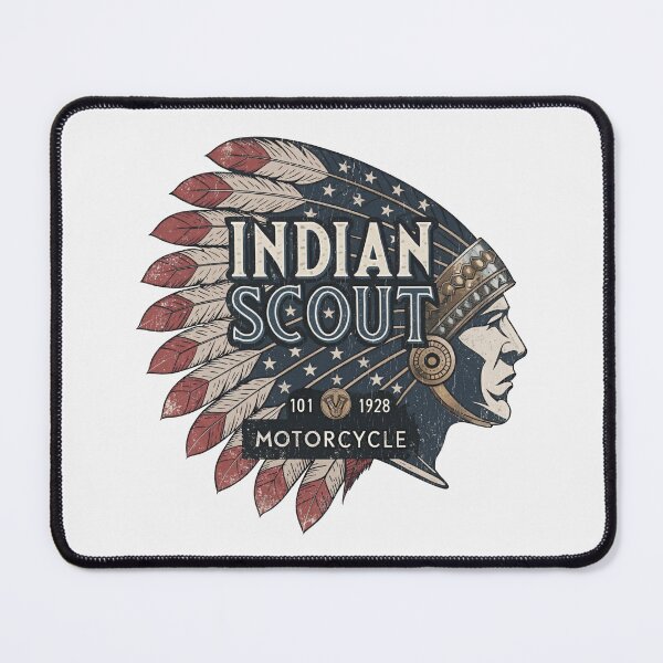 Item preview, 1928 Indian Scout 101 American Native Warrior Feather Headdress / War Bonnet / Classic Vintage Motorcycle designed and sold by EdGraphy.