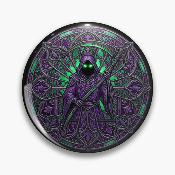 Item preview, Crowned Grim Reaper Gothic Stained Glass designed and sold by David Mateo ArtWorks.