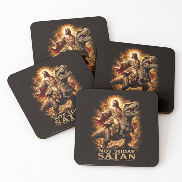 Item preview, Not Today Satan Jesus Riding a T Rex designed and sold by Victor Shadehorn.