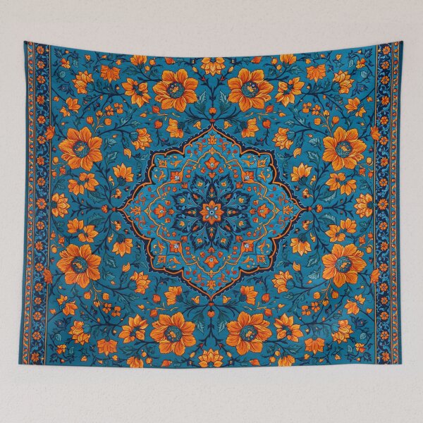 Item preview, Oriental Blue Rug Beautiful Floral Design  designed and sold by GrinGalore.
