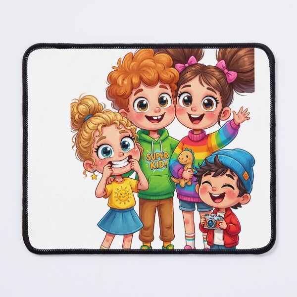 Item preview, Diverse and Playful Cartoon Kids Group with Funny Expressions - Vector Art Illustration designed and sold by krishna-artdesigns.