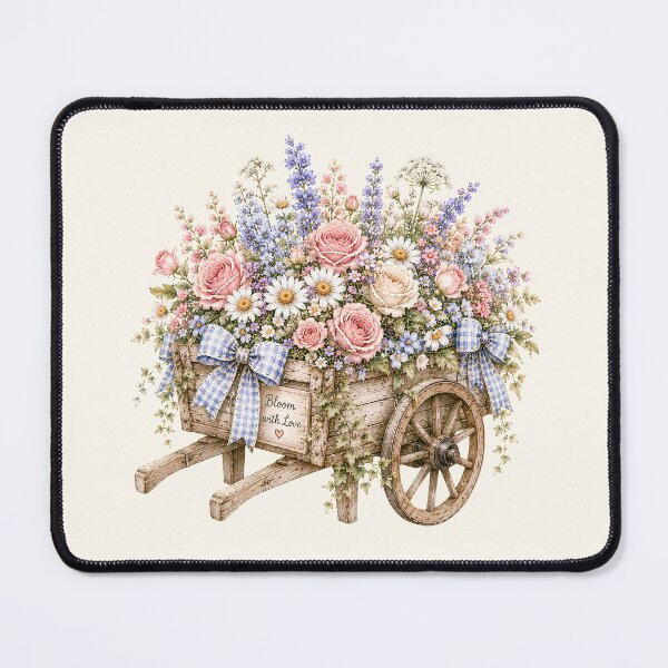 Item preview, Cottagecore Flower Cart | Rustic Wildflower Wagon Floral Illustration designed and sold by looplandger.