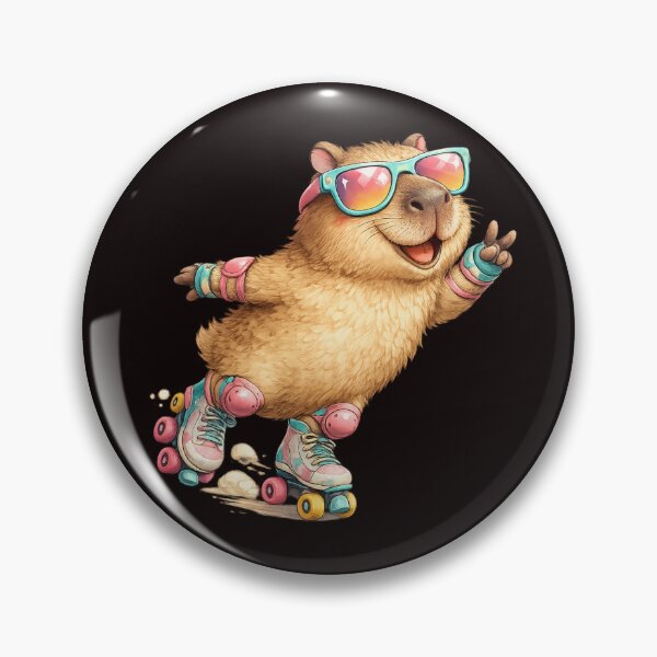 Item preview, Funny Capybara on Roller Skates Cool Retro Kawaii Animal Design designed and sold by Tadeusz1.