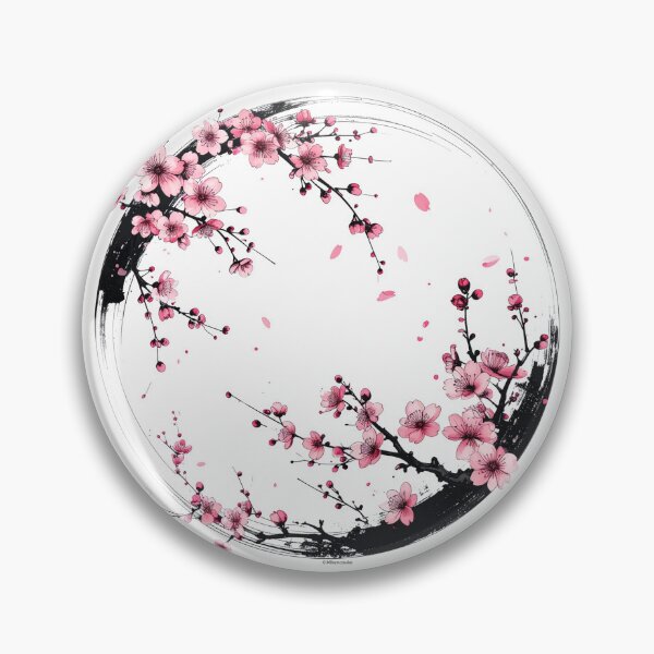 Item preview, Zen Ink Circle and Plum Blossoms Art designed and sold by MikenosukeStudio.