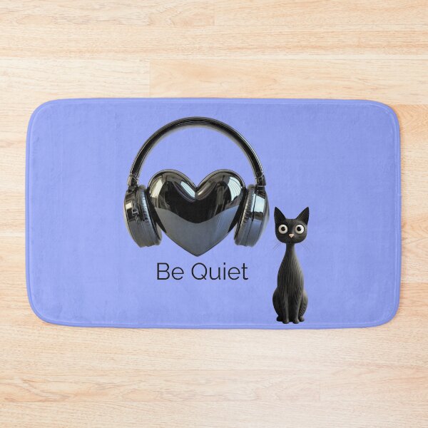 Item preview, Gato Negro con Auriculares de Corazón Be Quiet designed and sold by A touch of creativity.