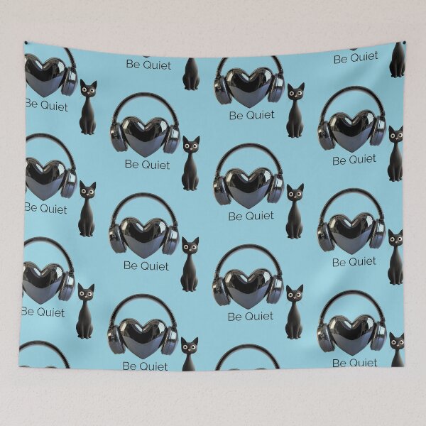 Artikelvorschau, Gato Negro con Auriculares de Corazón Be Quiet entworfen und verkauft von A touch of creativity.