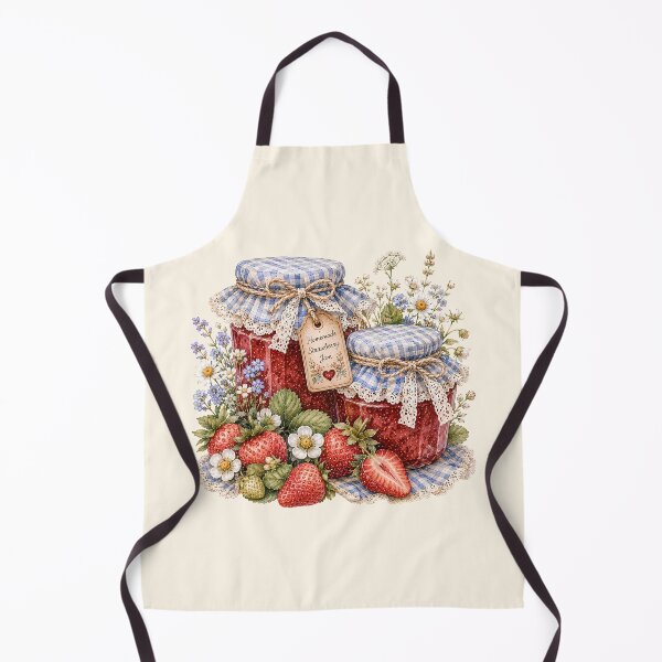 Item preview, Homemade Strawberry Jam Cottagecore Illustration | Vintage Farmhouse Preserves designed and sold by looplandger.