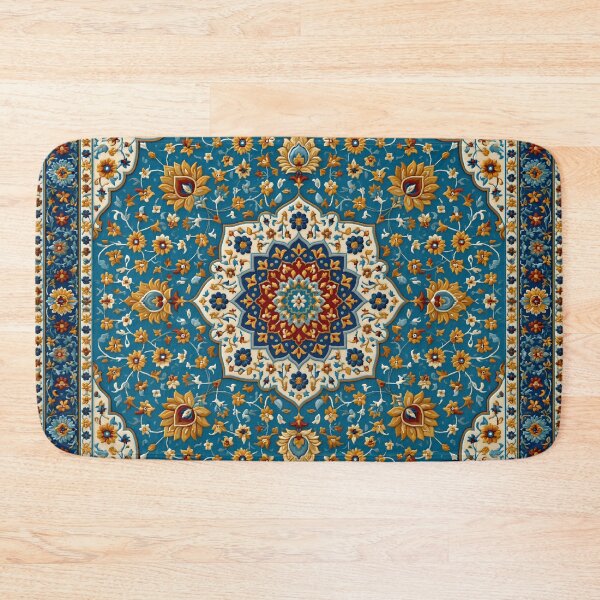 Item preview, Oriental Light Blue Rug Beautiful Floral Design Pattern designed and sold by GrinGalore.