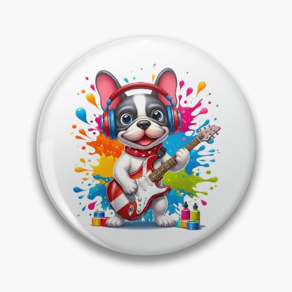 Item preview, Colorful Rock Bulldog with Electric Guitar - World Music Day designed and sold by Art-Arcade6.
