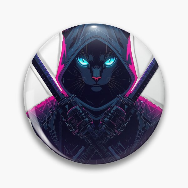 Item preview, Cyber Blade Assassin Cat - Japanese Neon Art designed and sold by Tokyo Neo Noir Collective .