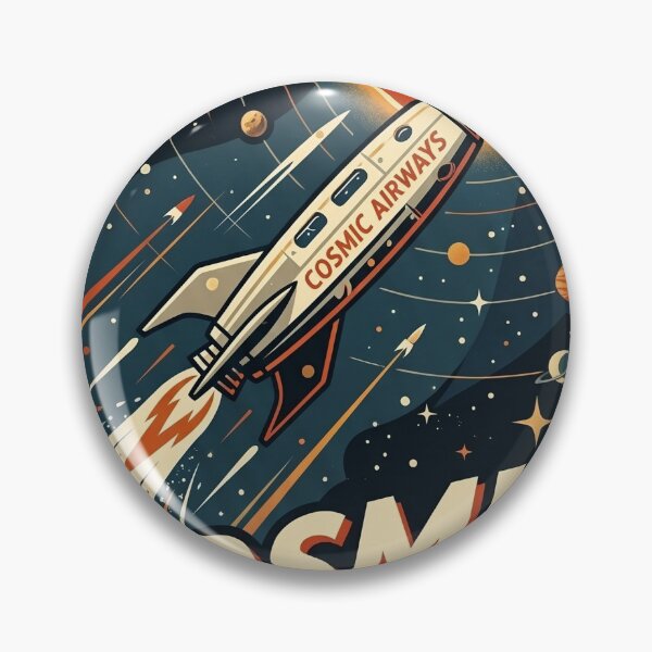 Item preview, Cosmic Airways Visit Saturn 1968 Retro Space Travel Poster Art Print designed and sold by Void and Neon.