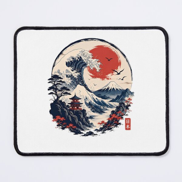 Item preview, Japanese Wave Mountain Sunset Scene designed and sold by Amr Siam.