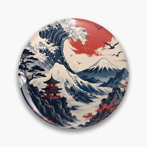 Item preview, Japanese Wave Mountain Sunset Scene designed and sold by Amr Siam.