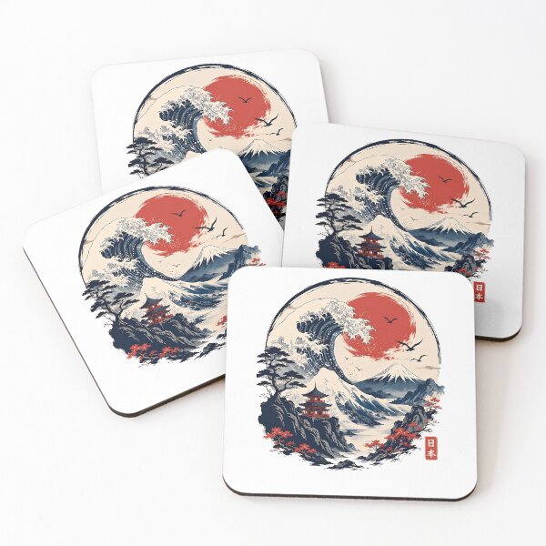 Item preview, Japanese Wave Mountain Sunset Scene designed and sold by Amr Siam.