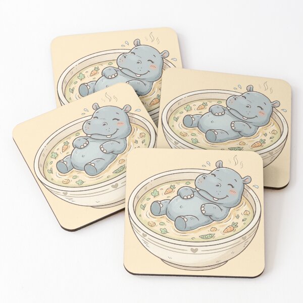 Item preview, Cozy Lazy Hippo Floating Soup Comfort Art designed and sold by DuckOddity.