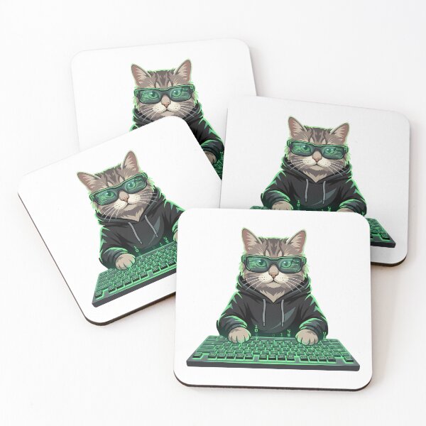 Item preview, Hacker Cat Matrix IT Nerd designed and sold by Sabsll.