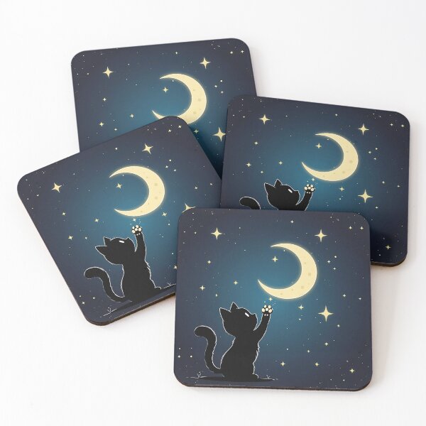 Item preview, Aesthetic Black Cat Reaching for Moon designed and sold by RareVisuals.