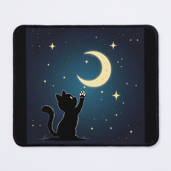 Item preview, Aesthetic Black Cat Reaching for Moon designed and sold by RareVisuals.