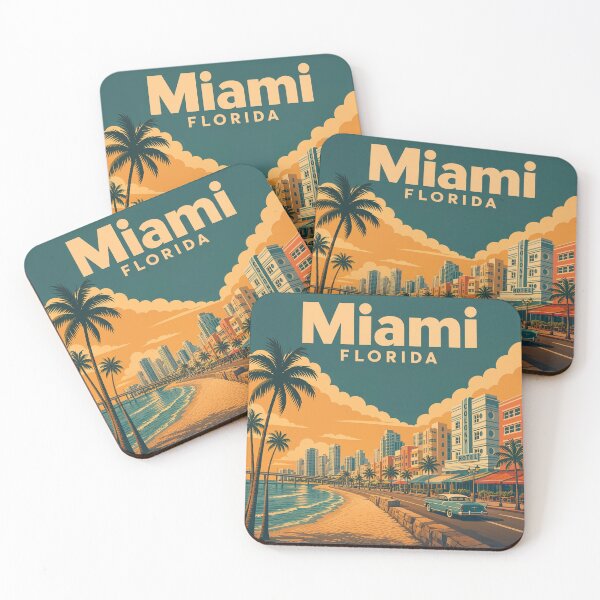 Item preview, Miami Florida United States Travel Landscape Vintage Art Design designed and sold by MindWind.
