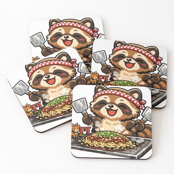 Item preview, Happy Hiroshima Okonomiyaki Tanuki Sticker – Kawaii Japanese Foodie Animal Design designed and sold by kawaii animal store (in Japan).