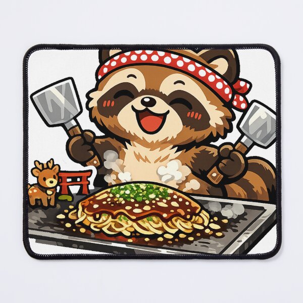 Item preview, Happy Hiroshima Okonomiyaki Tanuki Sticker – Kawaii Japanese Foodie Animal Design designed and sold by kawaii animal store (in Japan).