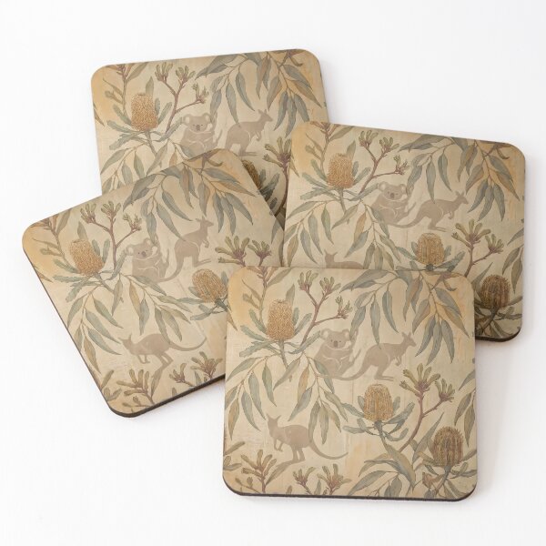 Item preview, Kangaroo Pattern Botanical Floral Marine Farmhouse Textile designed and sold by ART ATTACK ZONE.