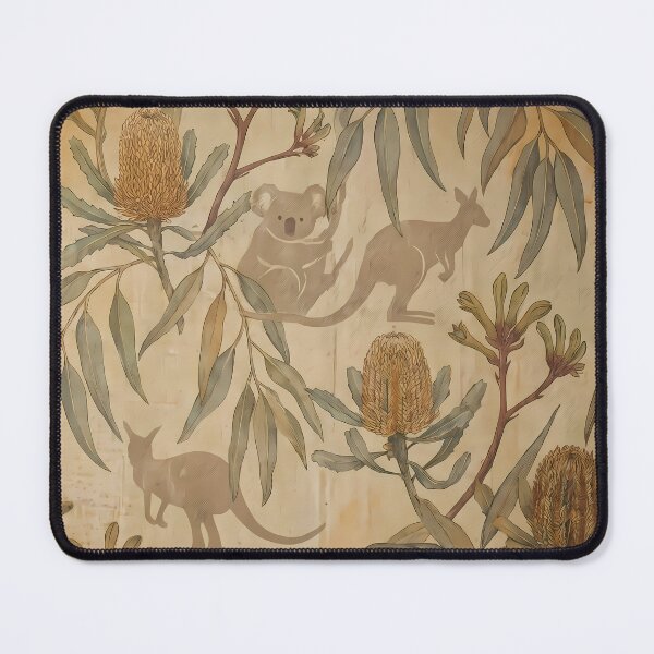 Item preview, Kangaroo Pattern Botanical Floral Marine Farmhouse Textile designed and sold by ART ATTACK ZONE.