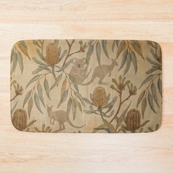 Item preview, Kangaroo Pattern Botanical Floral Marine Farmhouse Textile designed and sold by ART ATTACK ZONE.