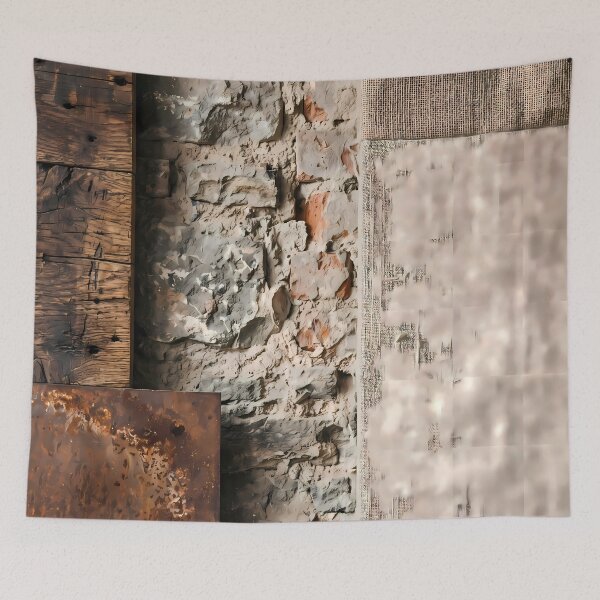 Item preview, Rock Wall Pattern Botanical Floral Marine Farmhouse Textile designed and sold by ART ATTACK ZONE.