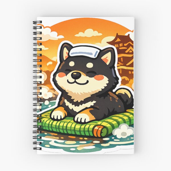 Item preview, Kumamoto Onsen Black Shiba Inu Sticker – Relaxing Japanese Hot Spring Dog with Kumamoto Castle designed and sold by kawaii animal store (in Japan).