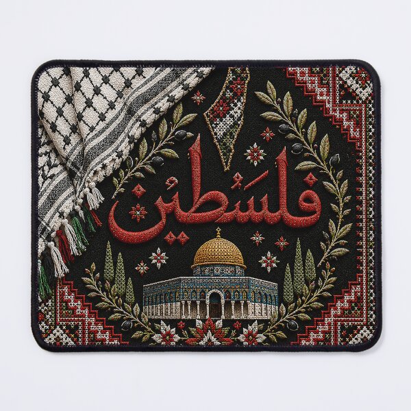 Item preview, Palestine Flag Map and Keffiyeh Tatreez Calligraphy Art designed and sold by BrainCurves.