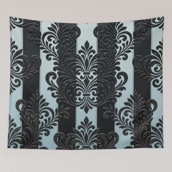 Item preview, Sky Blue & Black Striped Damask designed and sold by DesignsByPrnces.
