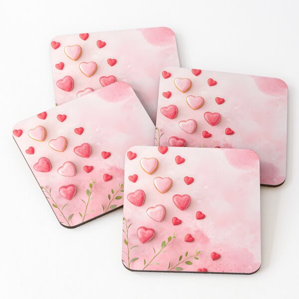 Item preview, Romantic watercolor Valentine's Day background, soft pink and red tones, hand-painted hearts, dreamy atmosphere designed and sold by zozo-shop.