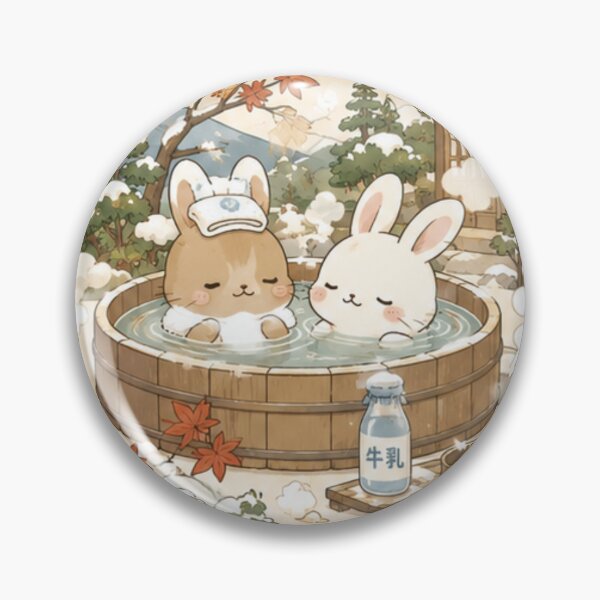 Item preview, Kawaii Rabbits at Japanese Hot Springs Seamless Pattern – Cute Onsen Bunny Wrapping Paper Design designed and sold by kawaii animal store (in Japan).