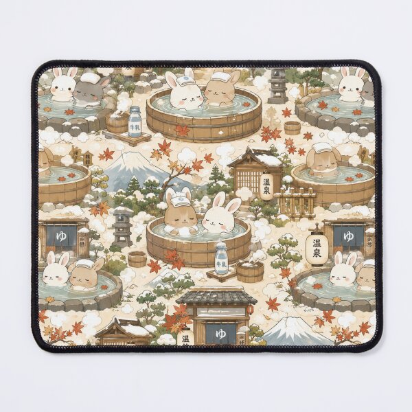 Item preview, Kawaii Rabbits at Japanese Hot Springs Seamless Pattern – Cute Onsen Bunny Wrapping Paper Design designed and sold by kawaii animal store (in Japan).