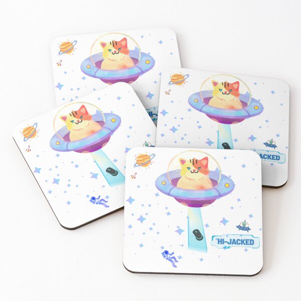 Item preview, Cute Cat UFO Alien Hijack Funny Space Pun designed and sold by pranshuvibes.