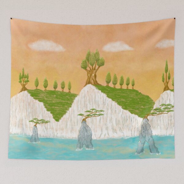 Item preview, Dreamy cliff tree village designed and sold by greenPQBstudio.