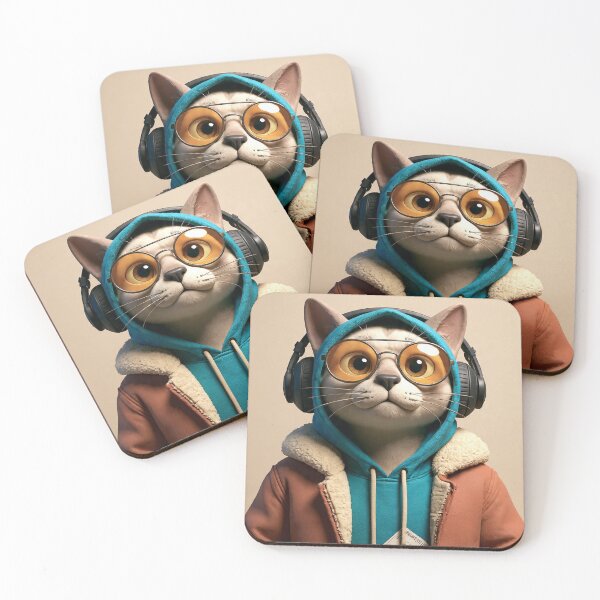 Item preview, Cool DJ Cat – Trendy 3D Cartoon Feline with Hoodie & Headphones designed and sold by A2JRetro.