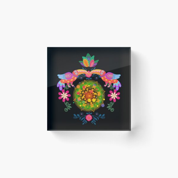 Item preview, Folk Art Lovebirds Mandala | Colorful Tropical Bird Ornament designed and sold by GorinART.